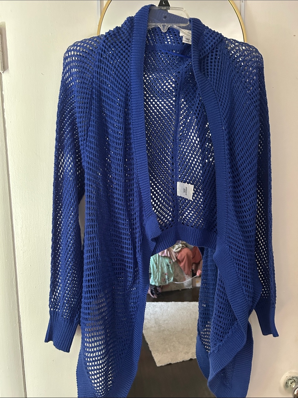 Jaclyn Smith Open-Knit Cardigan in Royal Blue